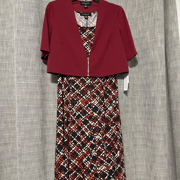 Perceptions Womens Petite Red Holiday Dress with Jacket NWT - Picture 1 of 6